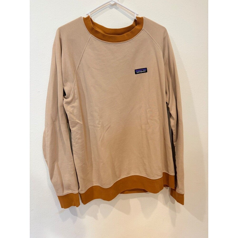 Patagonia Women’s XL Organic Cotton Crewneck Sweatshirt Beige Brown Pullover